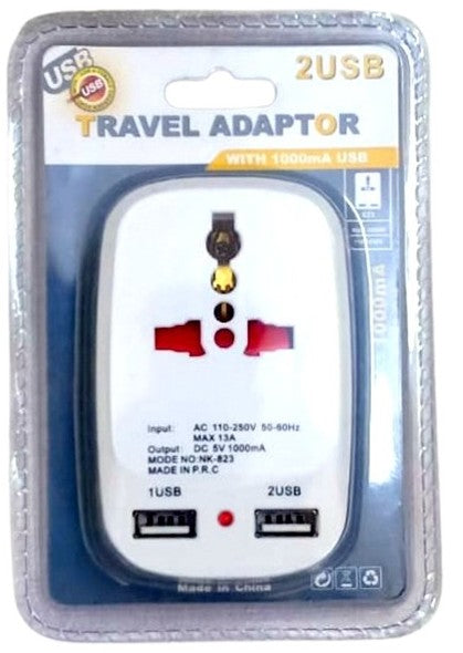 MULTI COUNTRY POWER ADAPTOR 2WAY WITH 2USB SLOT