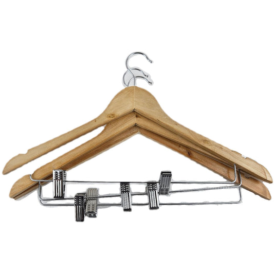 WOODEN HANGER WITH CLIPS
