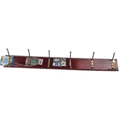 WOODEN 6 HOOKS HANGER