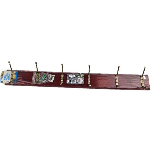 WOODEN 6 HOOKS HANGER