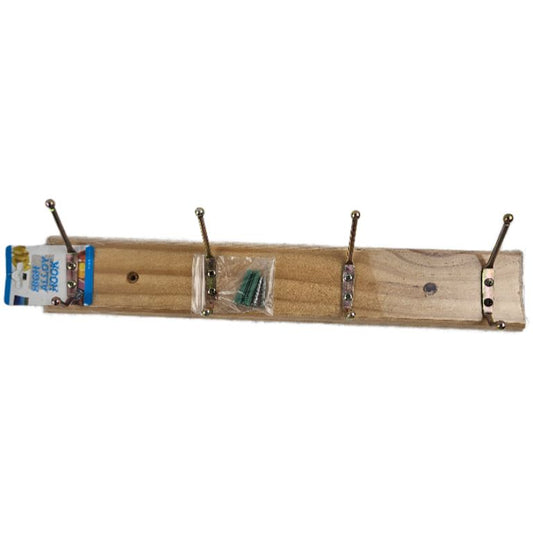 WOODEN 4 HOOKS HANGER