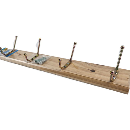 WOODEN 4 HOOKS HANGER