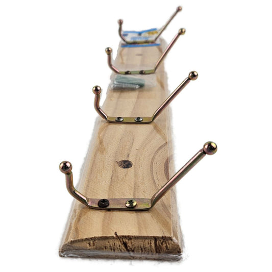 WOODEN 4 HOOKS HANGER